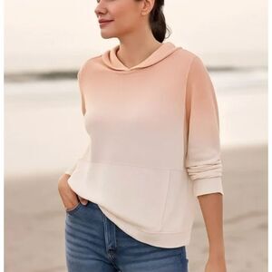 Pure Jill J.jill Pullover Sweatshirt Lg Petite Long Sleeve Hooded Orange Ombre